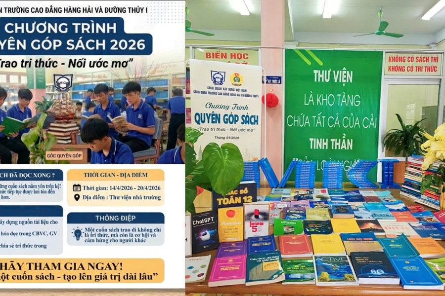 Công đoàn Trường Cao đẳng Hàng hải và Đường thủy I đã phát động chương trình quyên góp sách năm 2026 với chủ đề “Trao tri thức – Nối ước mơ”